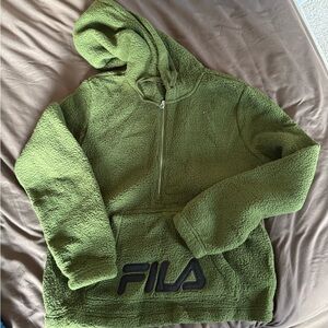 Fila Olive Zip-Up Fleece Sweater